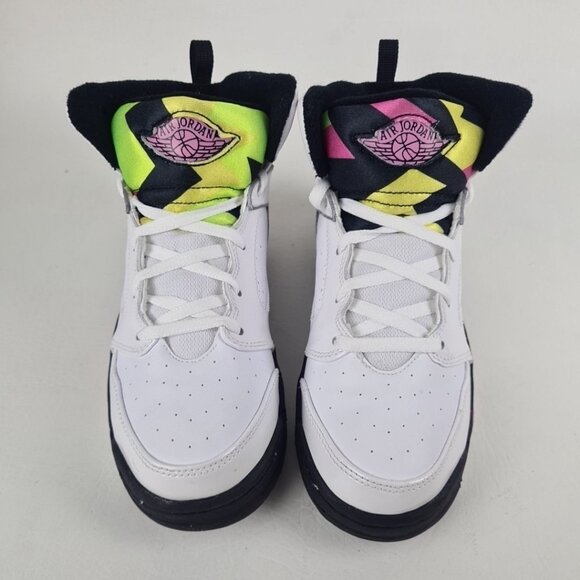 Nike Air Jordan Sixty Plus White Leather LITTLE Girls Shoes - Picture 5 of 9